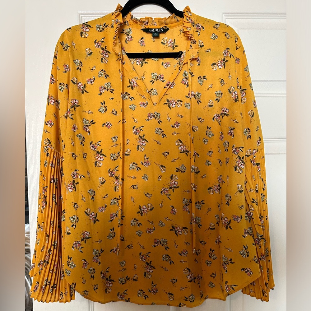 Large Lauren Ralph Lauren yellow floral top - never worn